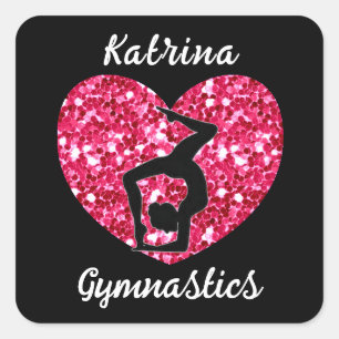 Gymnastics Black and Shock rosa Personlig Fyrkantigt Klistermärke