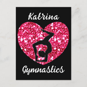 Gymnastics Black and Shock rosa Personlig Helg Vykort