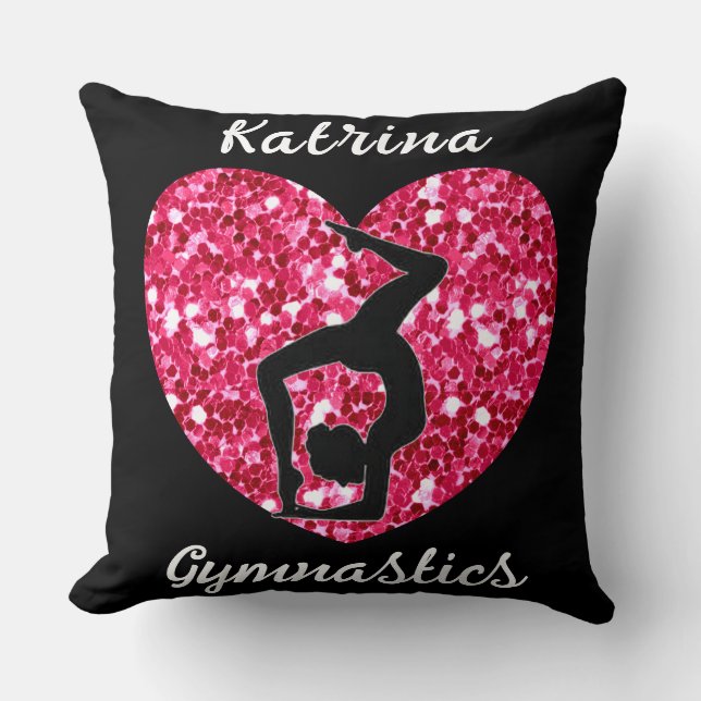 Gymnastics Black and Shock rosa Personlig Kudde (Framsida)