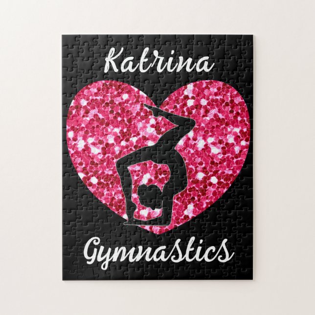 Gymnastics Black and Shock rosa Personlig Pussel (Vertikal)