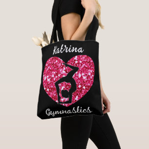 Gymnastics Black and Shock rosa Personlig Tygkasse