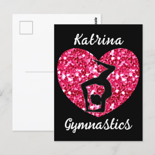 Gymnastics Black and Shock rosa Personlig Vykort