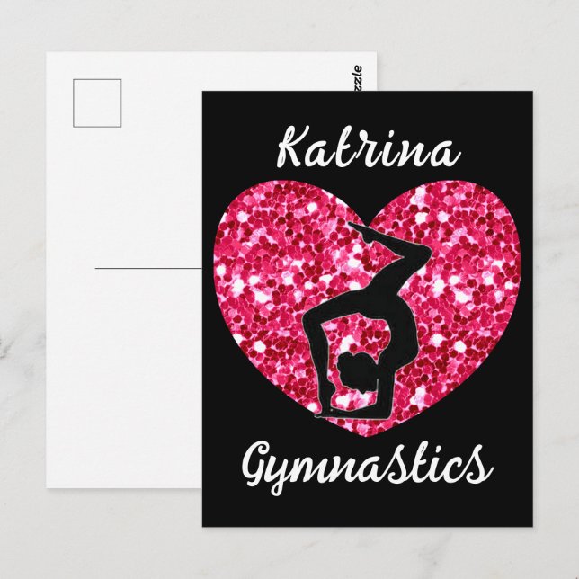 Gymnastics Black and Shock rosa Personlig Vykort (Fram/baksida)