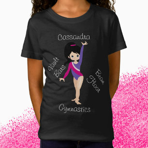 Gymnastics Black Hair, Blue Öga, Lila Leotard T Shirt