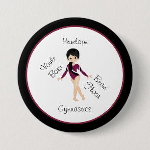 Gymnastics Black Hair, Brown Öga, Burgundy Leo Knapp