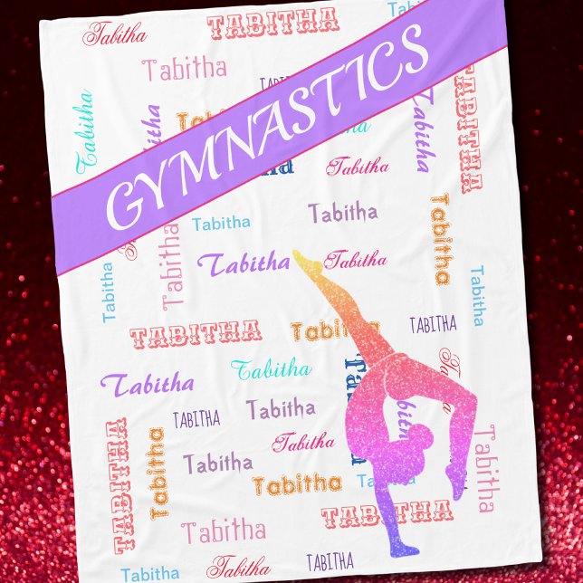 Gymnastics Blanket med Personlig Namn överallt Fleecefilt (Skapare uppladdad)