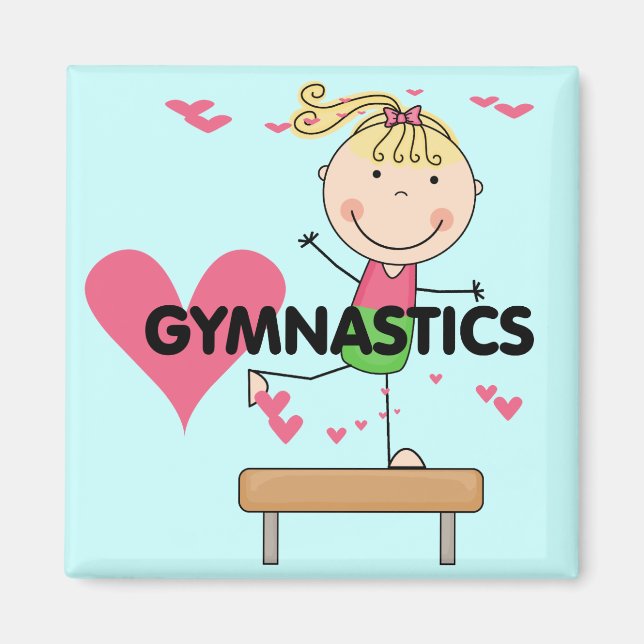 GYMNASTICS - Blond Girl Balance Beam Tshirts Magnet (Framsidan)