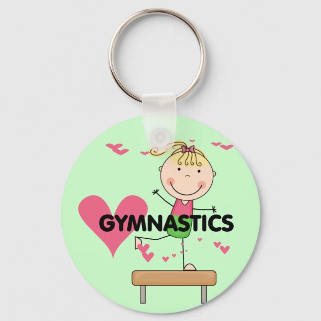 GYMNASTICS - Blond Girl Balance Beam Tshirts Nyckelring (Framsida)
