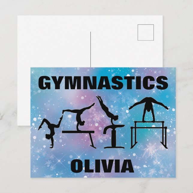 Gymnastics Blue Glam Vykort (Fram/baksida)