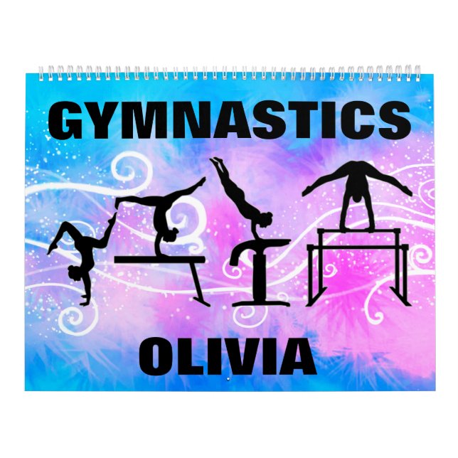 Gymnastics Blue Lila White Swirl Calendar Kalender (Omslag)