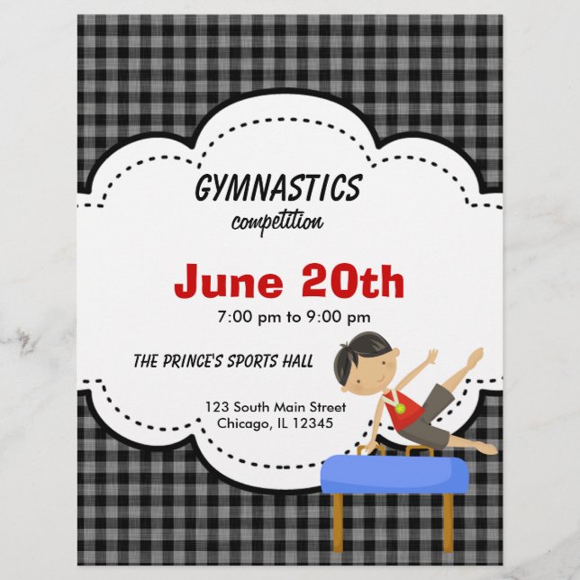 Gymnastics Boy Competition (svart) Reklamblad (Framsidan)