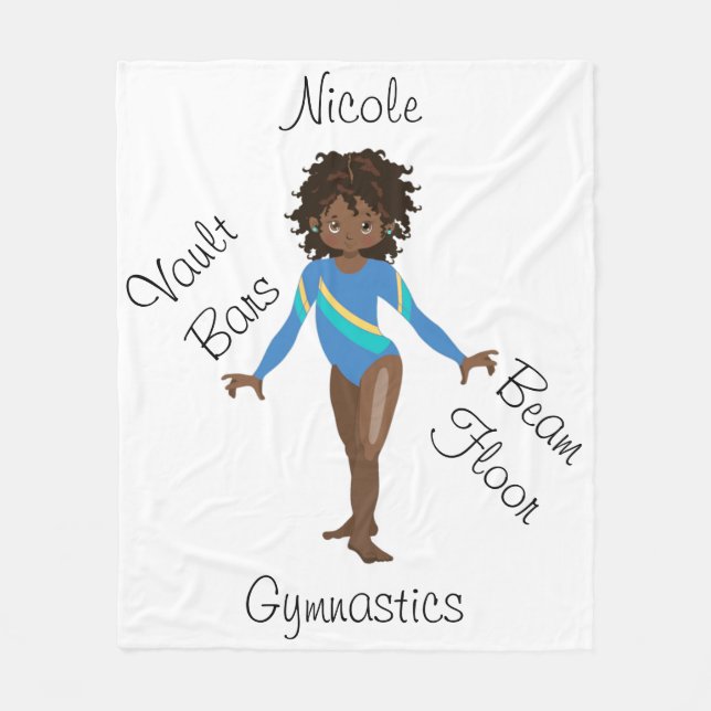 Gymnastics Brunette, Brown Öga, Blue Leotard Fleecefilt (Framsidan)