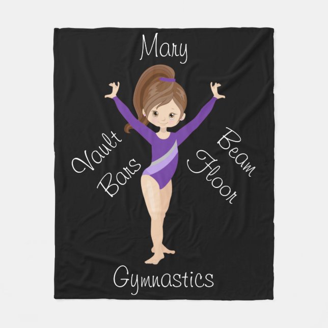 Gymnastics Brunette, Brown Ögon, Lila Leotard F Fleecefilt (Framsidan)