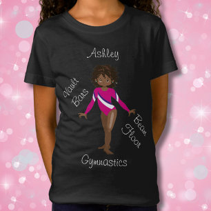 Gymnastics Brunette, Brown Ögon, Rosa Leotard T Shirt