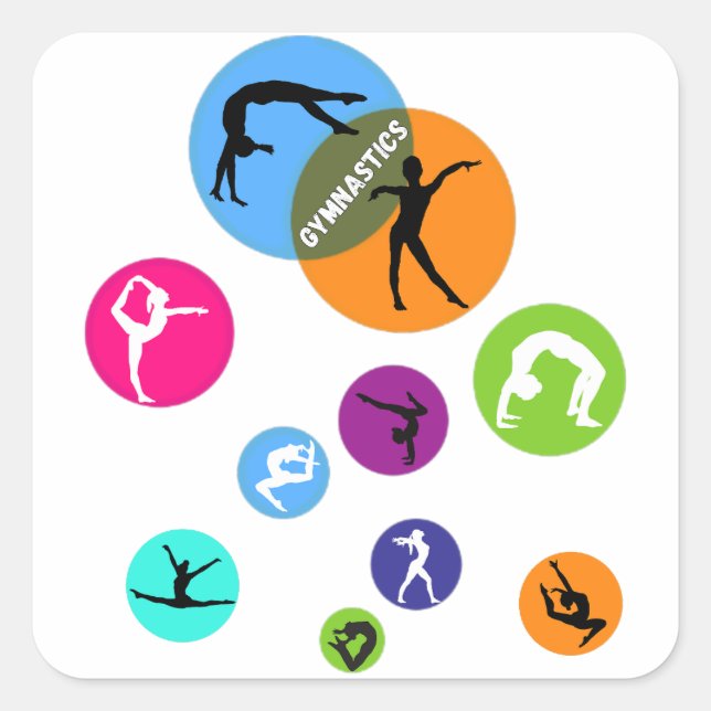 Gymnastics Bubble Fyrkantigt Klistermärke (Framsida)