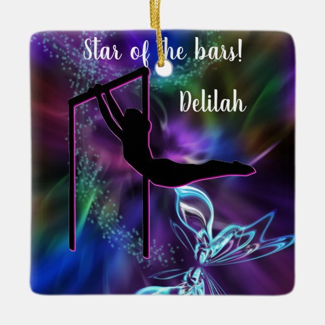 Gymnastics Butterfly Star of the Pub Personlig Julgransprydnad Keramik (Framsida)