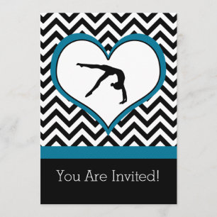 Gymnastics Chevron Heart Personal Party-inbjudan Inbjudningar
