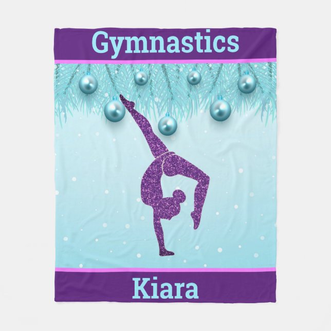 Gymnastics Christmas Purple Aqua Personalized    Fleecefilt (Framsidan)