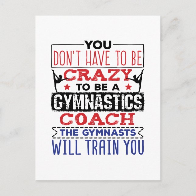 Gymnastics Coach Funny Appreciation Gift Crazy Vykort (Framsida)