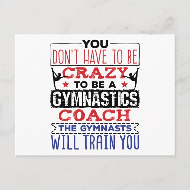 Gymnastics Coach Funny Appreciation Gift Crazy Vykort (Framsida)