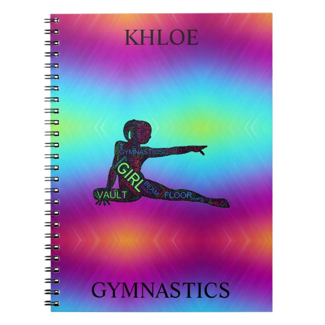 Gymnastics Colorful Ord Art Anteckningsbok (Framsidan)