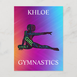 Gymnastics Colorful Ord Art Vykort