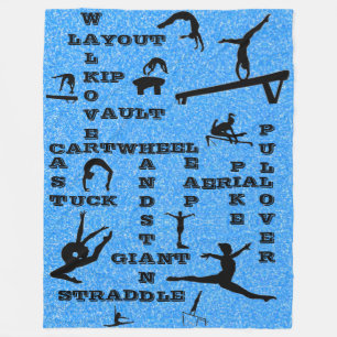 Gymnastics Crosswords Skills Blue Glitter Fleecefilt