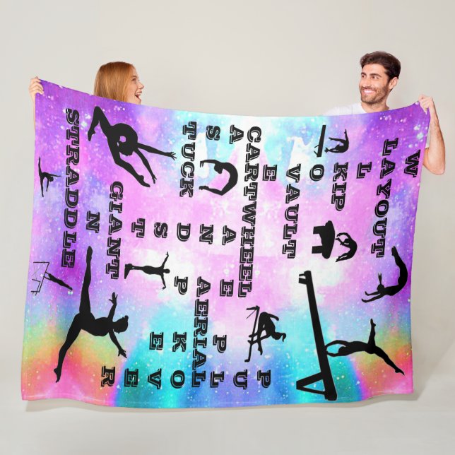 Gymnastics Crosswords Skills Fleece Blanket (På plats)