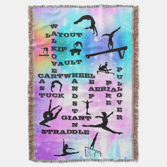 Gymnastics Crosswords Throw Blanket Filt (Framsidan Vertikal)