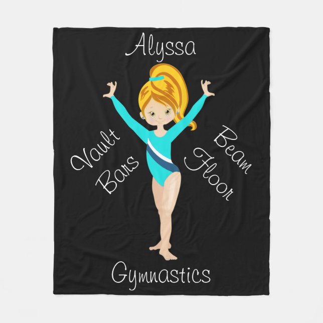 Gymnastics Deep Blonde, Hazel Ögon, Turquise Leo Fleecefilt (Framsidan)