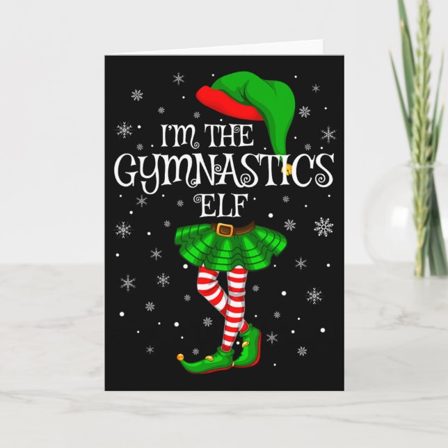 Gymnastics Elf Christmas Matching Family Women Gir Kort (Framsida)