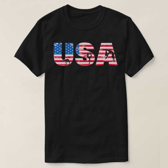 Gymnastics Enthusiast American Flagga USA Gymnast  T Shirt (Design framsida)