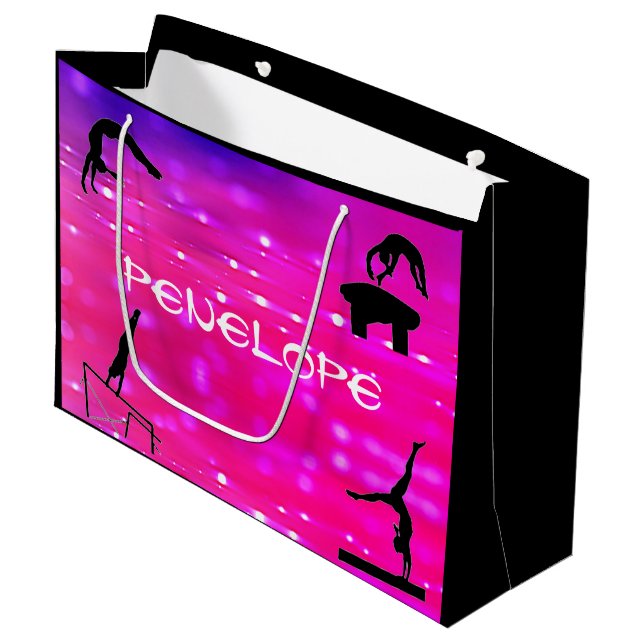 Gymnastics Events Gift Bag Personlig w/ Namn (Framsidan Vinklad)