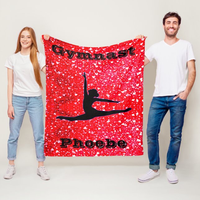 Gymnastics Fleece Blanket for Girls w / Hearts (På plats)