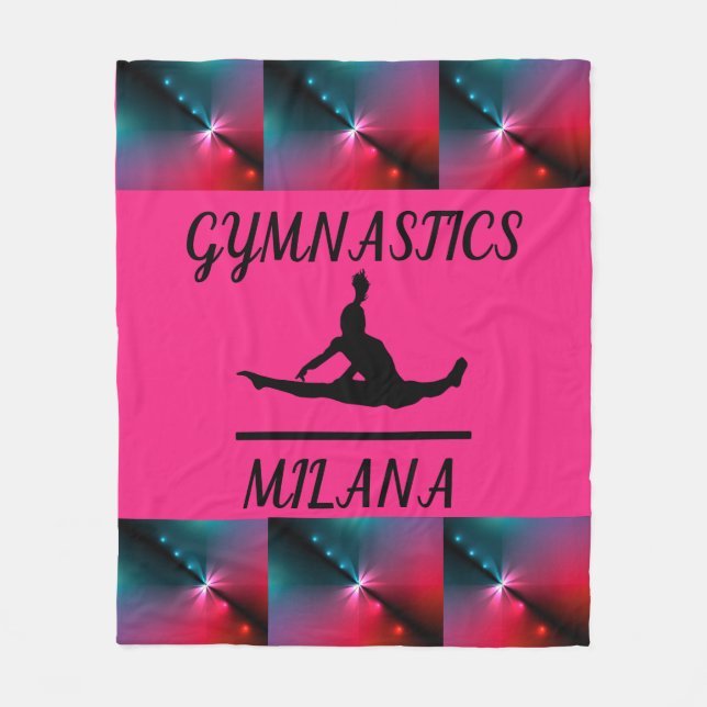 GYMNASTICS FLEECE BLANKET med personlig namn. (Framsidan)