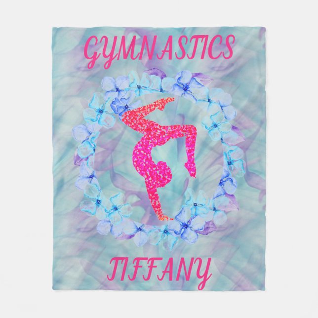 GYMNASTICS FLEECE BLANKET med personlig namn. (Framsidan)