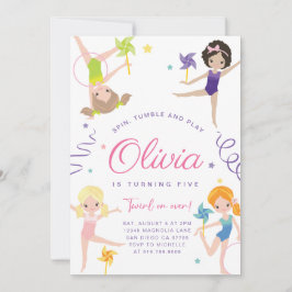 Gymnastics Födelsedagsfest inbjudan ・ Pinjul