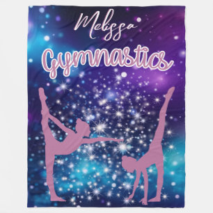 Gymnastics Galaxy Lila Turquise Personlig Fleecefilt