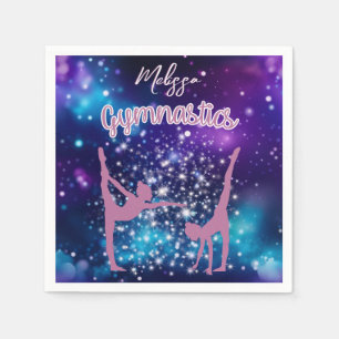 Gymnastics Galaxy Lila Turquise Personlig Pappersservett
