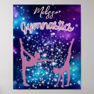 Gymnastics Galaxy Lila Turquise Personlig Poster
