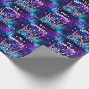 Gymnastics Galaxy Lila Turquise Personlig Presentpapper