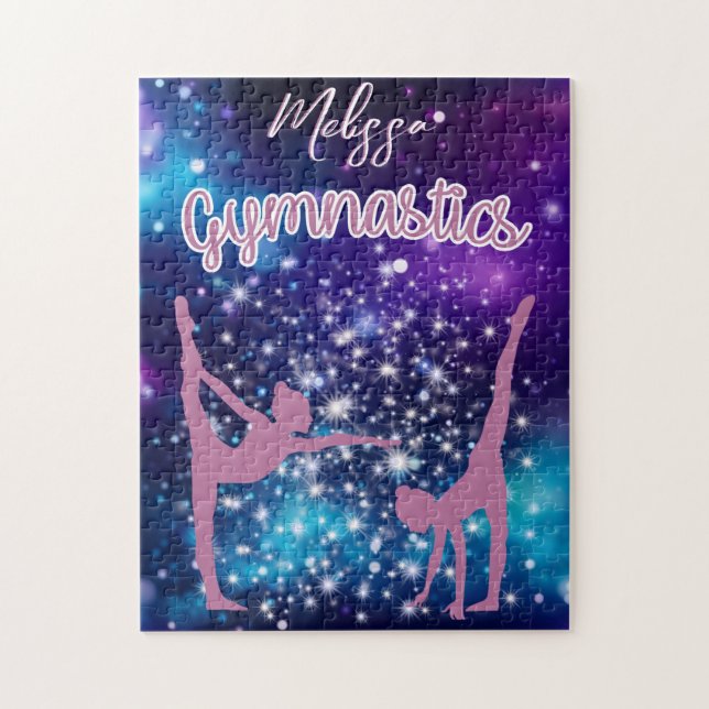 Gymnastics Galaxy Lila Turquise Personlig Pussel (Vertikal)