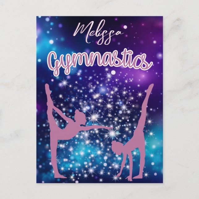 Gymnastics Galaxy Lila Turquise Personlig Vykort (Framsida)