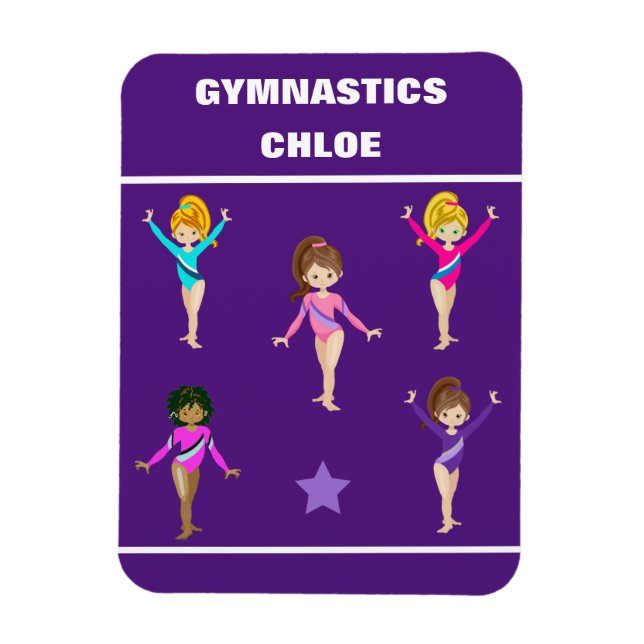 GYMNASTICS GIFT MED 5 GYMNASTS PERSONLIG MAGNET (Vertikal)