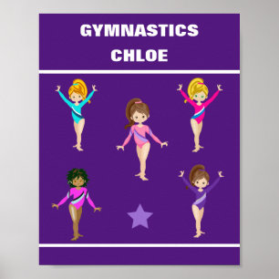 GYMNASTICS GIFT MED 5 GYMNASTS PERSONLIG POSTER