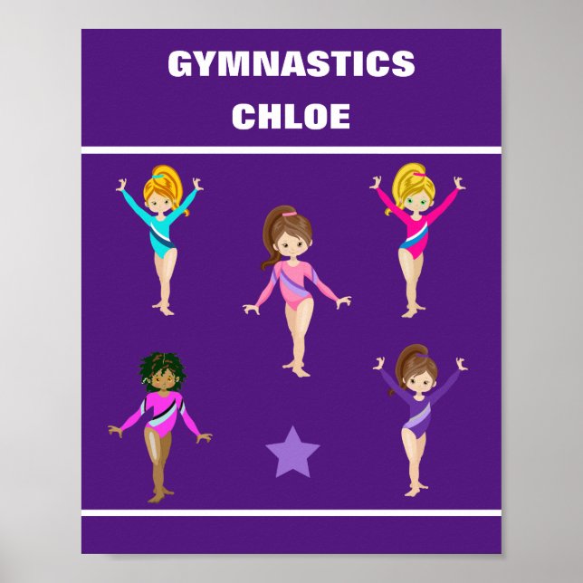 GYMNASTICS GIFT MED 5 GYMNASTS PERSONLIG POSTER (Framsidan)
