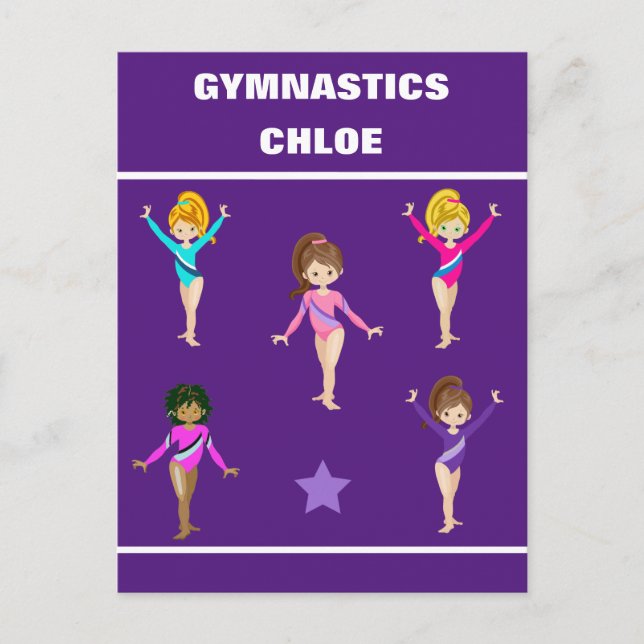 GYMNASTICS GIFT MED 5 GYMNASTS PERSONLIG VYKORT (Framsida)