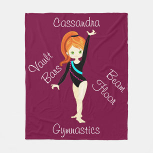 Gymnastics Ginger Hair, Grönt Öga, Black Leo Fleecefilt