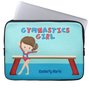 Gymnastics Girl Cute Anpassningsbar Brunette Kids Laptop Fodral