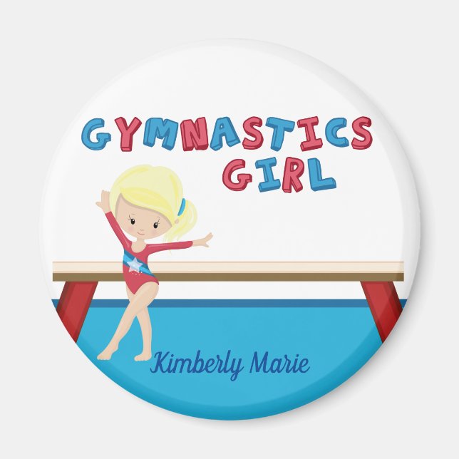 Gymnastics Girl Cute Blonde Gymnast Personlig Magnet (Framsidan)